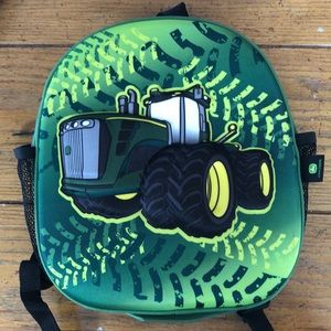 John Deere small backpack with hard plastic back